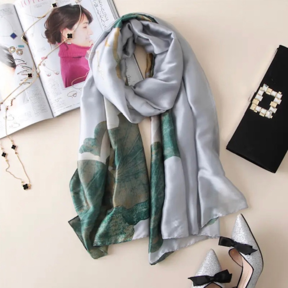 NWT SILK SCARF LUXURY STYLE STOLES WOMEN HEADBAND BAND STOLEN SHAWL PASHMINA